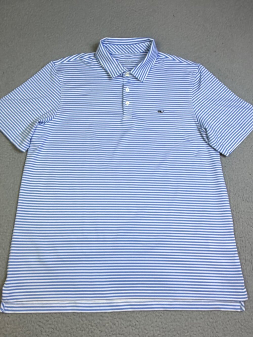 Vineyard Vines Performance Polo Mens Large Blue Stripes Stretch Short Sleeve